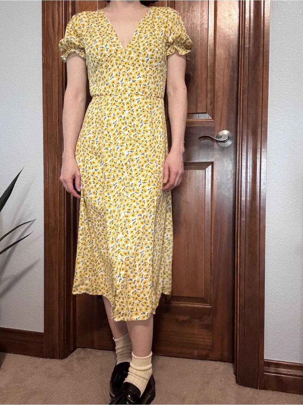 Aly Daly Yellow Sunflower Midi Dress
